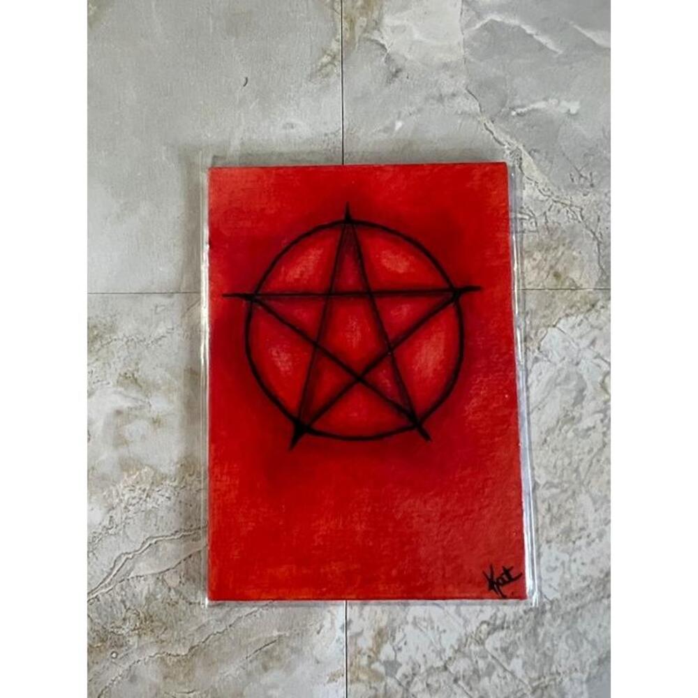 OOAK Original 2.5" x 3.5" Art Magnet - Fire Pentagram - By Kat Sanders